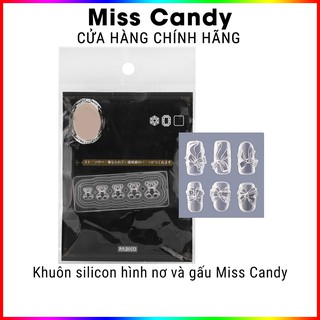 Khuôn silicon nail trang trí móng hình nơ và gấu Miss Candy