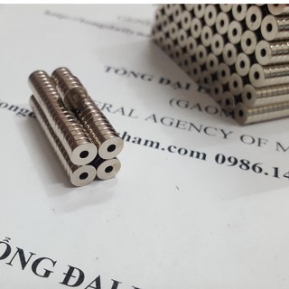 Nam châm câu cá nhỏ 6.5x1.5mm lỗ 2mm
