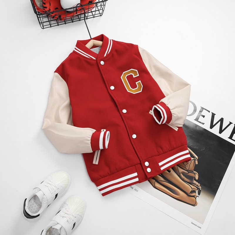 Bomber bé trai Cuppy Cake dạ phối tay da size từ 14-30kg siêu cool ngầu