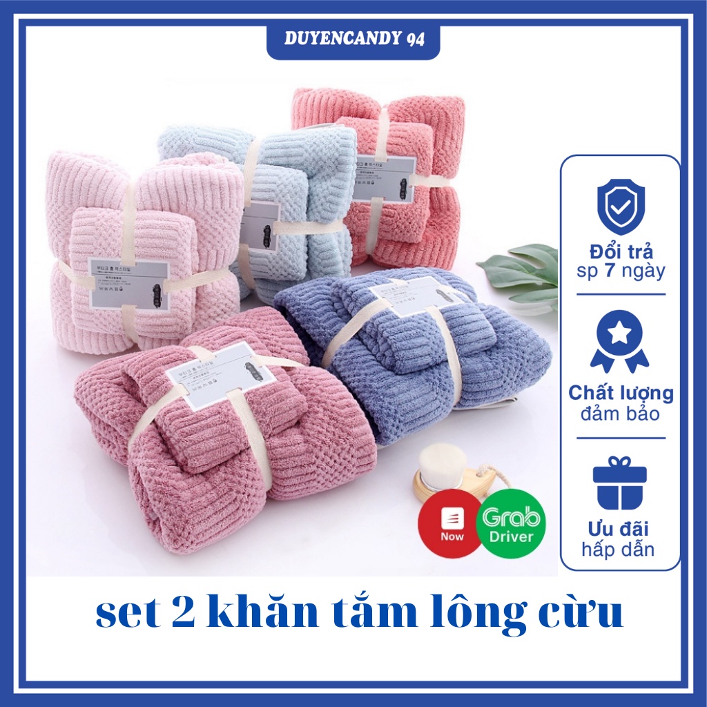 Bộ 2 khăn tắm lông cừu xuất hàn - khăn tắm cỡ lớn siêu mềm mịn (hàng mới nhất 2021)