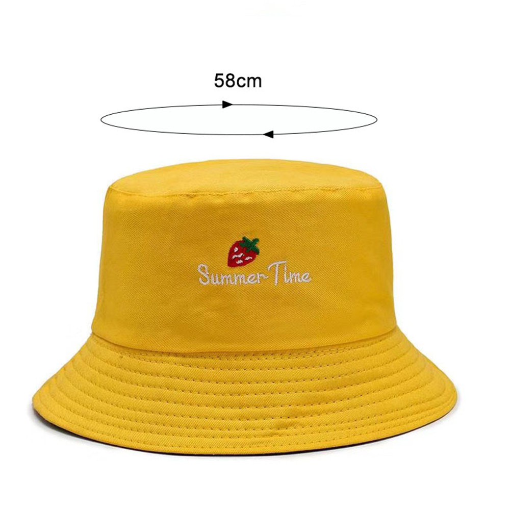 Nón Vành Tròn Bằng Cotton Chống Nắng Thêu Họa Tiết Hai Mặt Thời Trang Mùa Hè Cho Unisex