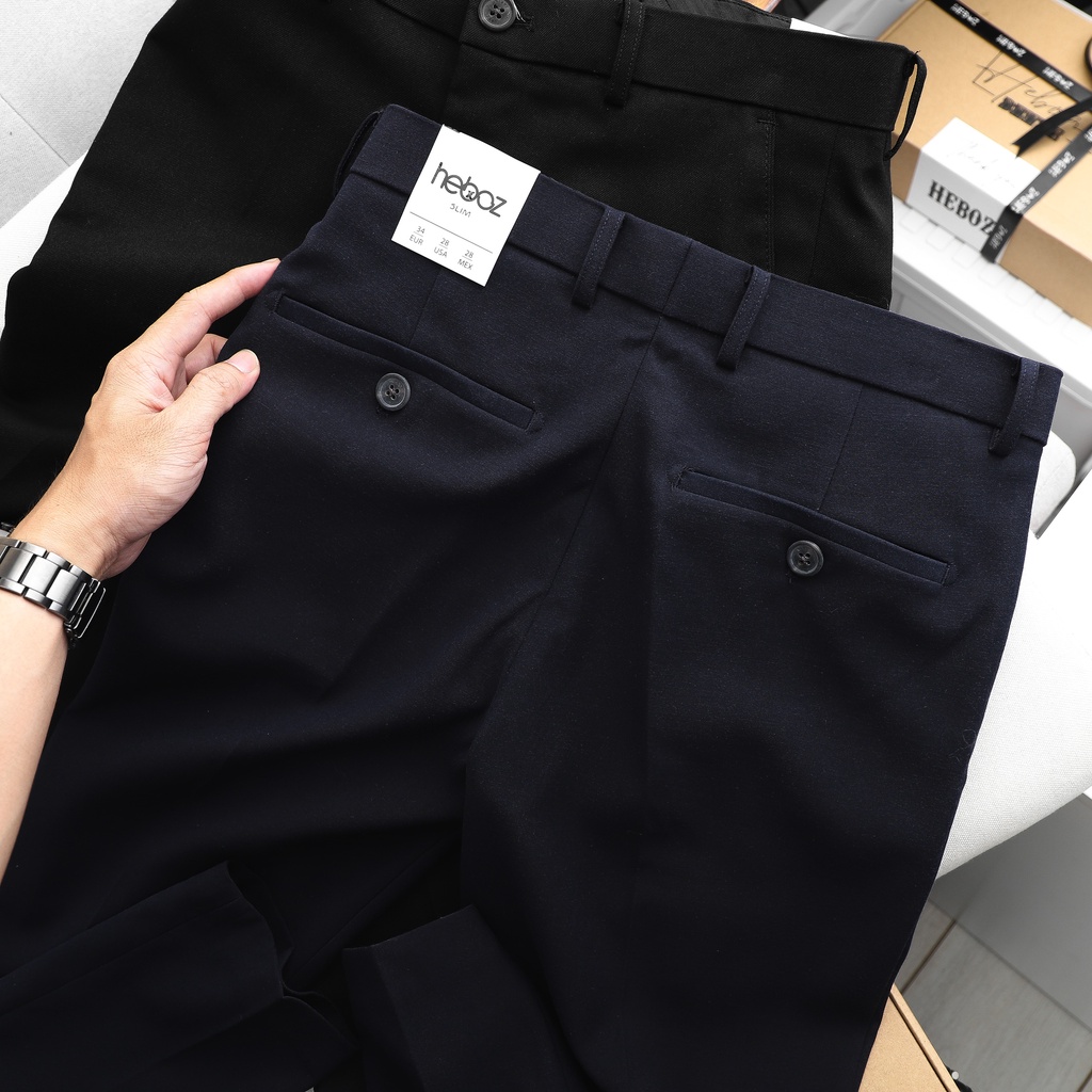 Quần tây âu nam công sở HEBOZ 3 màu basic, form slim fit lịch sự co giãn nhẹ tôn dáng - 00000946