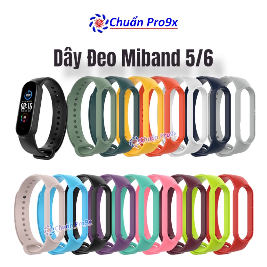 Dây đeo thay thế cho Xiaomi Miband 5 nhựa dẻo TPU Trơn nhiều màu chuanpro9x