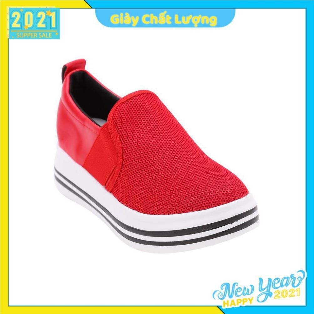 Giày slip on giày độn đế tăng chiều cao nữ vạch kẻ đế mới nhất (đen, đỏ) _h911