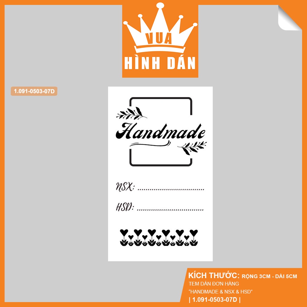 Set 50/100 nhãn dán HANDMADE kèm NGÀY SẢN XUẤT NSX, HẠN SỬ DỤNG HSD  - tem dán gói hàng dành cho shop