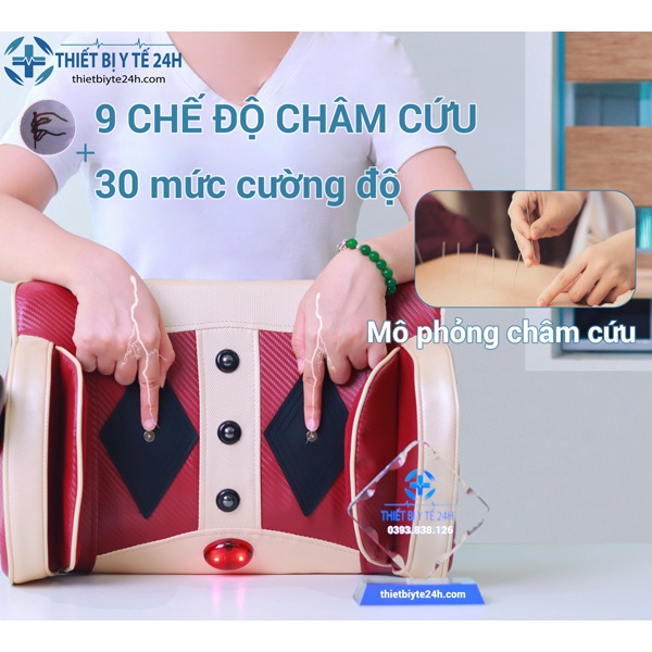 Máy massge thắt lưng, cột sống - Máy mát xa lưng có rung, xung điện, hồng ngoại cho người thoát vị đĩa đệm Beame BM-l67