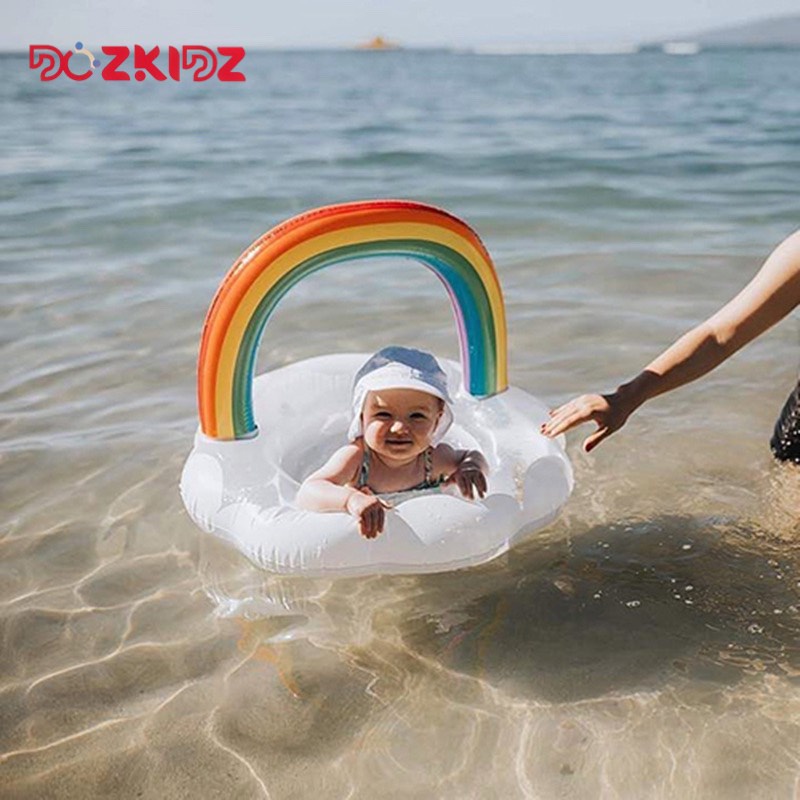 Phao bơi ngồi an toàn cho bé hình cầu vồng đẹp mắt, phù hợp trẻ từ 2 tuổi trở lên - DOZKIDZ
