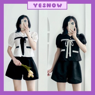 Áo cộc xốp phối nơ 2 màu siêu hot, hàng đẹp deal rẻ Yesnow_fashion