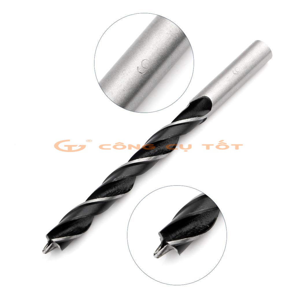 Hộp 8 mũi khoan gỗ đầu đinh 3-10mm chuôi tròn