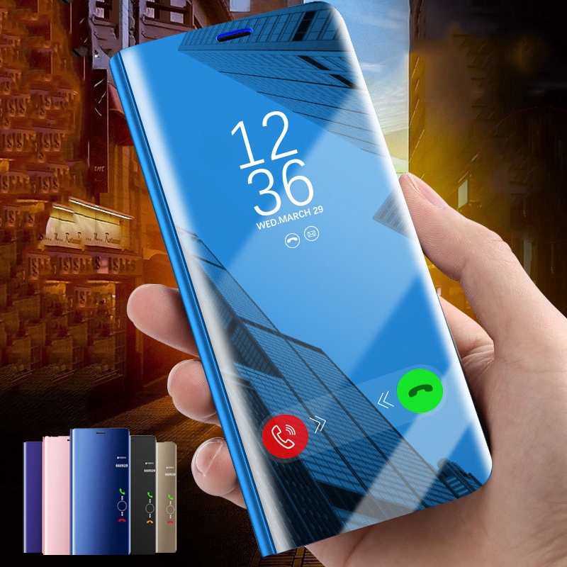 Bao da điện thoại từ PU mặt gương kiểu nắp lật cho OPPO Realme 5s 5 X2 Pro Reno 2F 2Z ACE