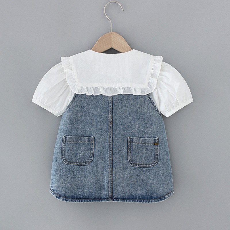 Set Váy Yếm Jean Và Áo Sơ Mi Cho Bé Gái Từ 9-17kg [GS7]