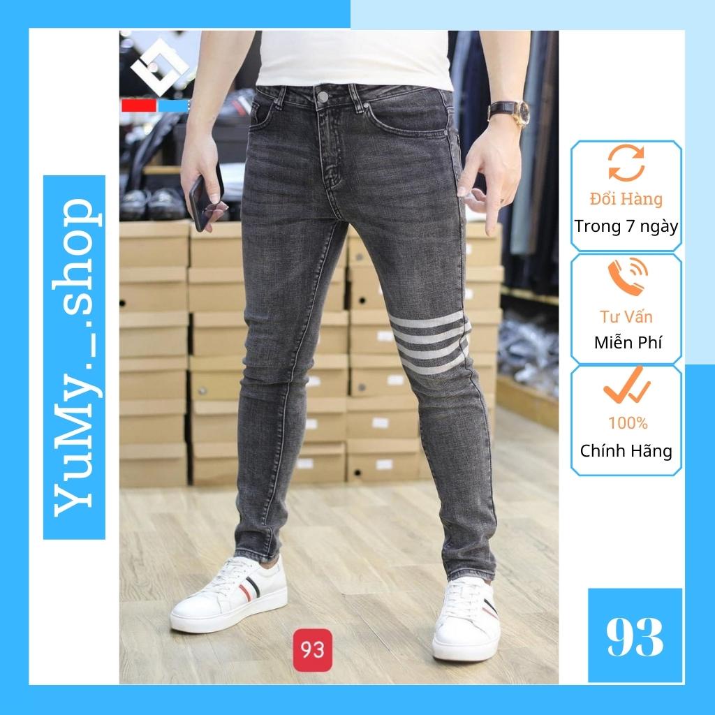 Quần Jean Nam Chất Bò Xám Trơn Họa Tiết Kẻ Gạch AD93JM Co Giãn 4 Chiều Mang Phong Cách Trẻ Trung(44 - 75KG)