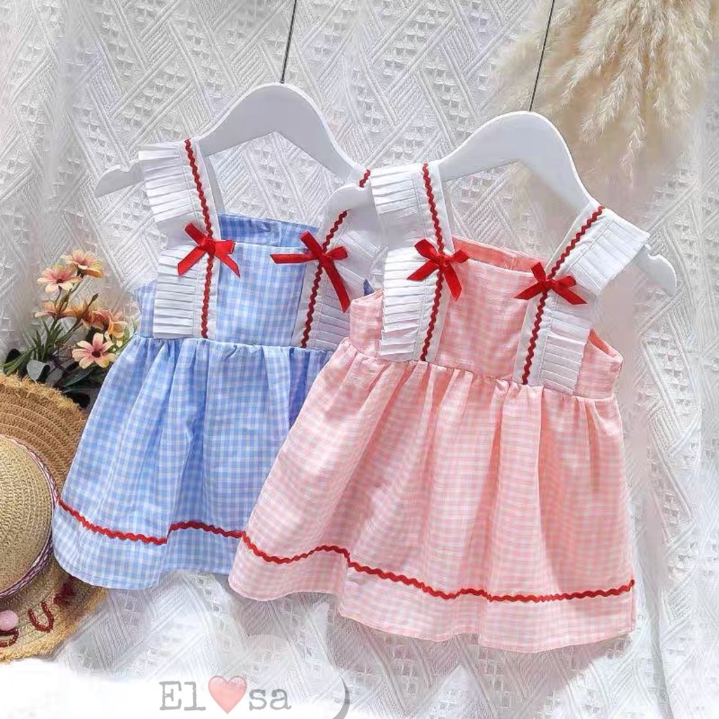 Váy cho bé gái - Đầm Kẻ Ca Rô Thắt Nơ Xinh Xắn Cho Bé 6 Tháng - 4 Tuổi