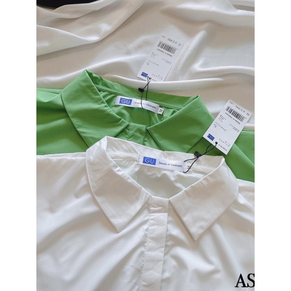 BÁN SỈ ÁO SƠ MI GUU TAY LIỀN DÁNG CROPTOP 2M XANH VÀ TRẮNG CHO NỮ