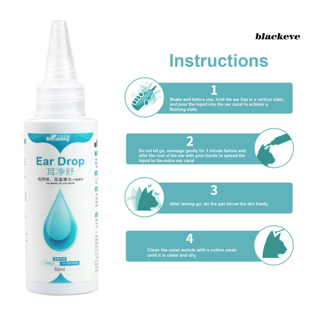 Dung dịch nhỏ tai vệ sinh làm sạch vi khuẩn dành cho thú cưng 60ml