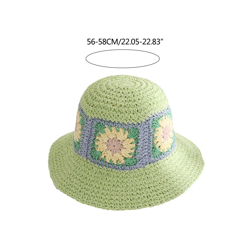 Nón Tai Bèo Đan Len Vành Rộng Thoáng Khí Họa Tiết Hoa Hướng Dương Phong Cách Boho Dành Cho Nữ
