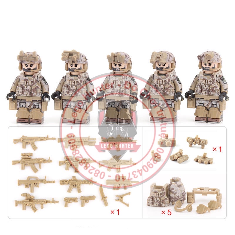 Army combo 5 minifigures mô hình lắp ráp lính đặc nhiệm Mỹ Us army thủy quân lục chiến
