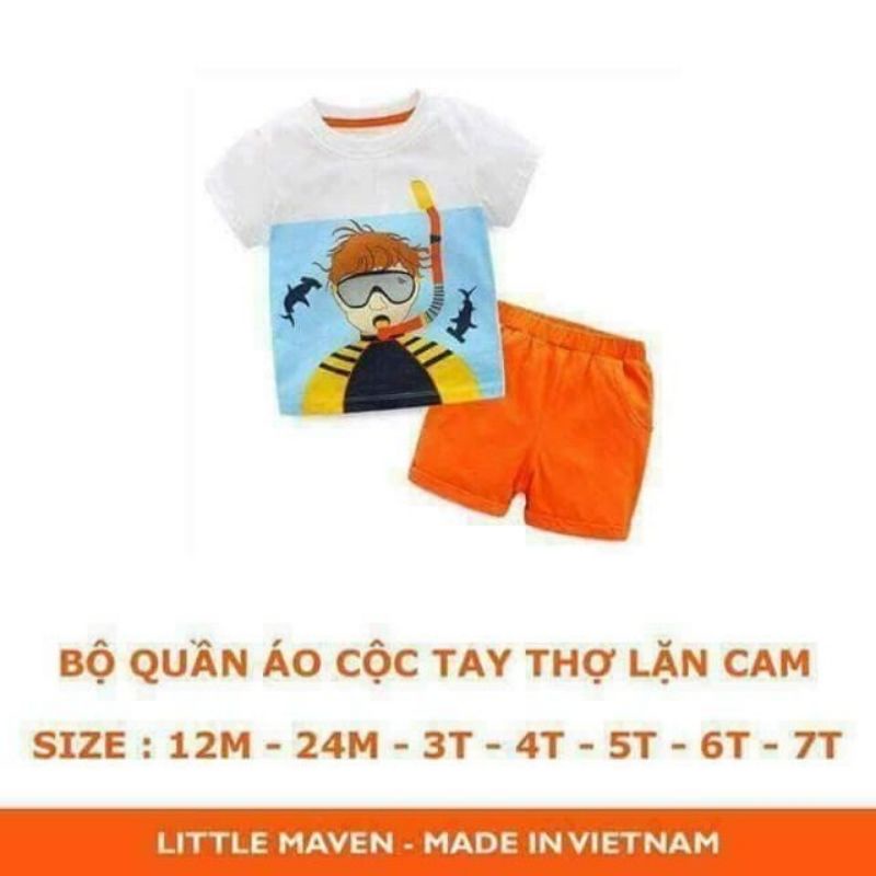 Bộ thun ngắn tay Little Maven Bé trai