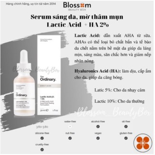 Serum The Ordinary Lactic Acid 10% + HA 2% Sáng Da Giảm Thâm