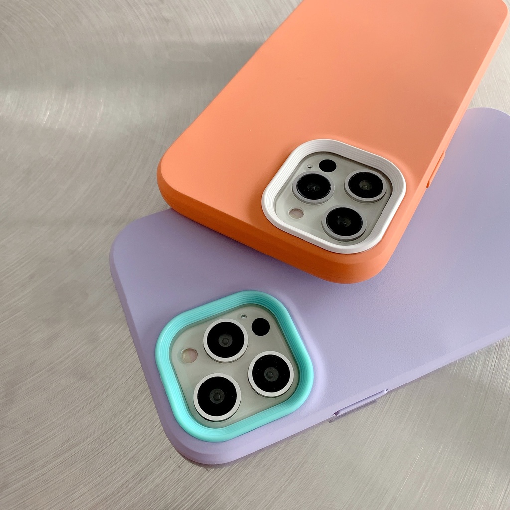 Ốp Điện Thoại Silicon Màu Trơn Chống Sốc 3 Trong 1 Cho iPhone 14 / 13 / 12 / 11 / X / 8 / 7P