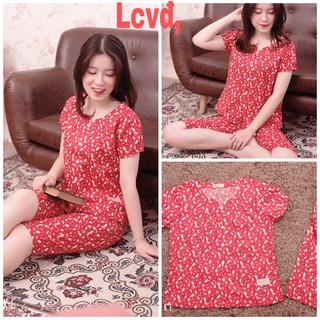 Đồ bộ mặc nhà, quần áo mặc nhà, sau sinh quần lửng áo cổ V Đẹp