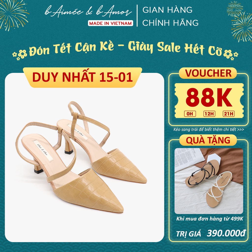 Dép cao gót mũi nhọn quai mảnh bít mũi hở gót cao 7cm thời trang bAimée &amp; bAmor - MS1542 02