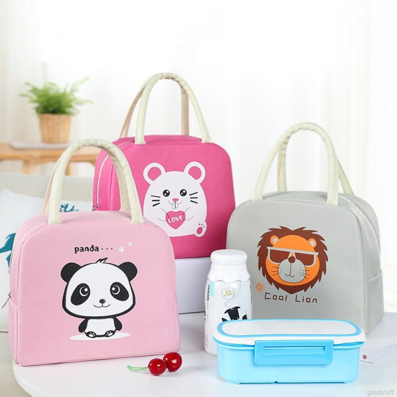 Túi đựng cơm trưa giữ nhiệt tốt chống tràn/ chống thấm nước kẻ sọc có thể tái sử dụng