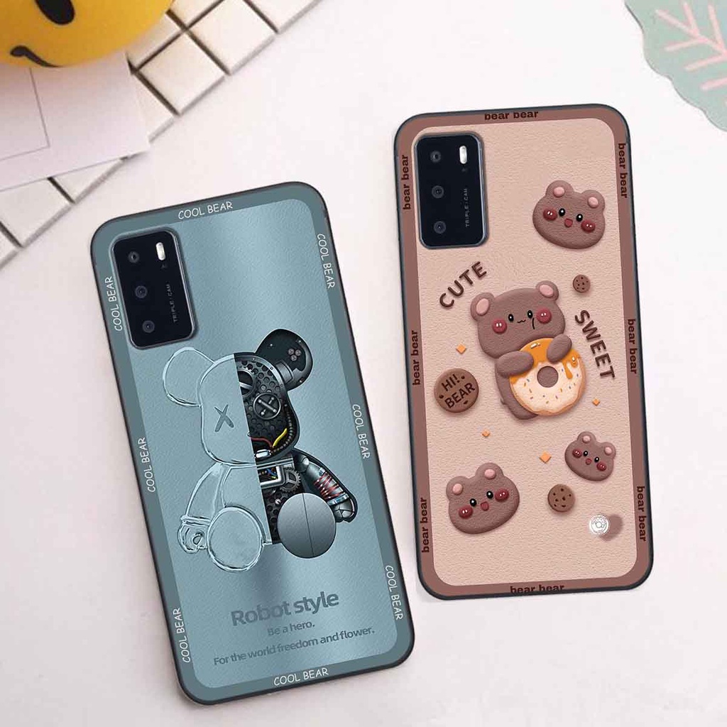 Ốp Oppo A16 bear brick, gấu đáng yêu, dễ thương