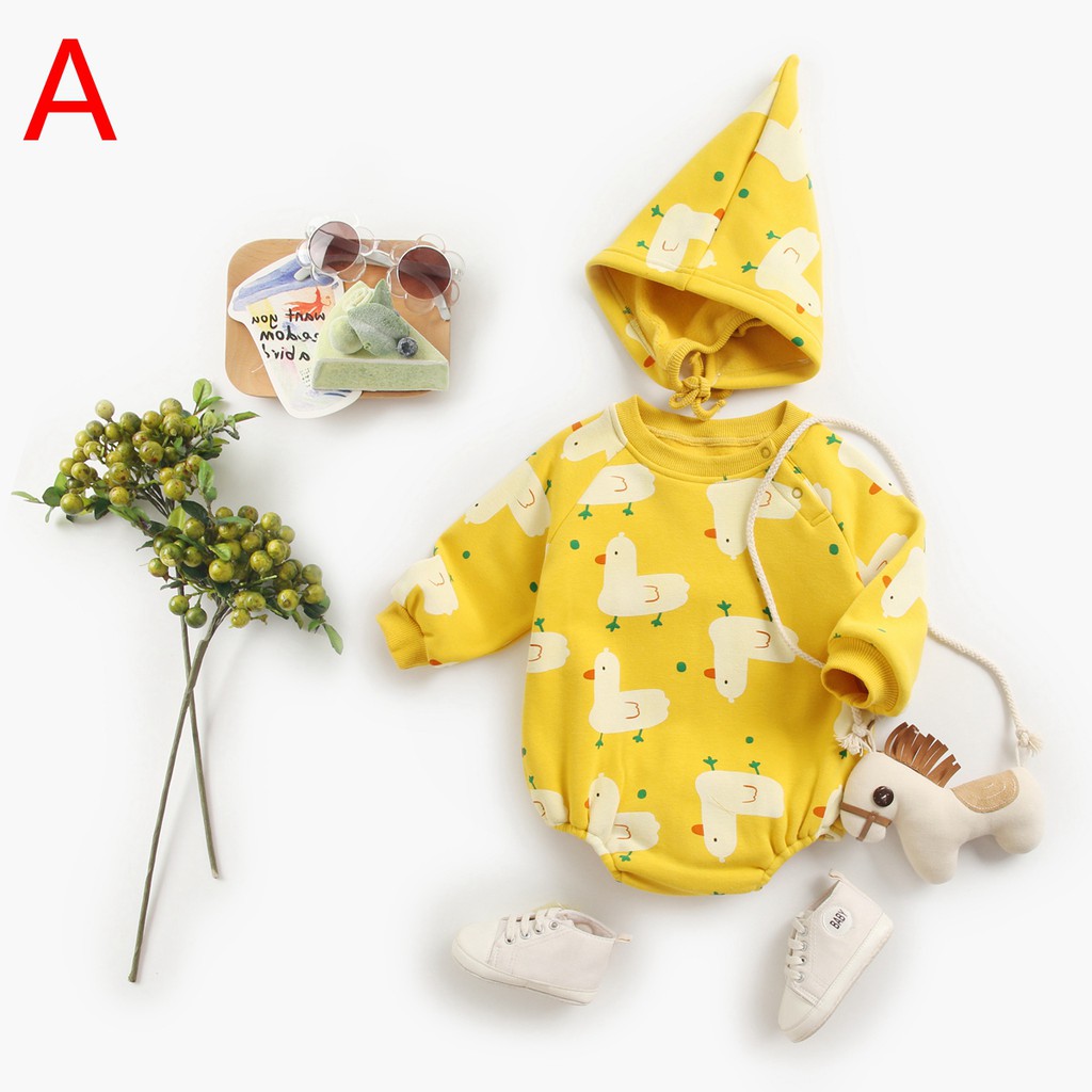 Áo Liền Quần Sanlutoz Có Mũ Trùm Đầu Thời Trang Mùa Đông Dễ Thương Cho Bé