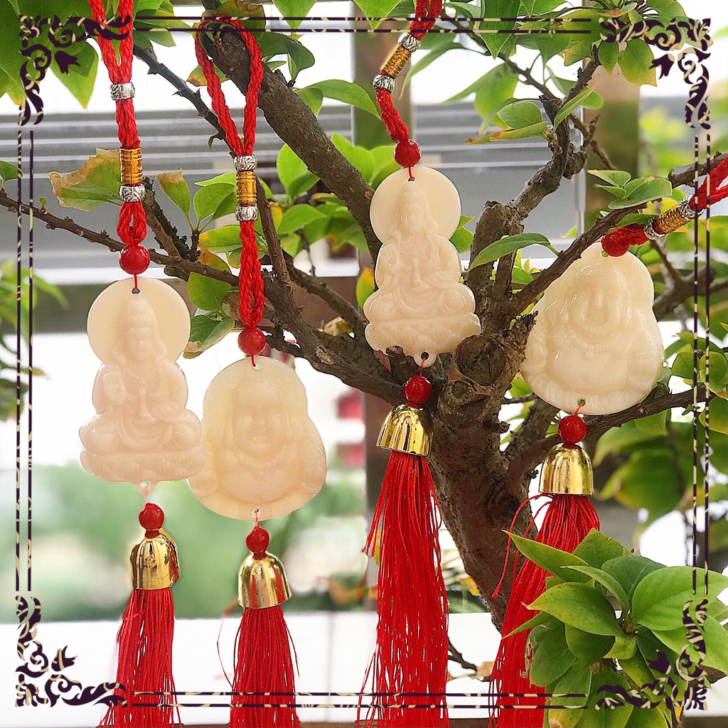 Dây treo phật Quan Âm , Di Lạc trắng phong thủy, thích hợp để trang trí