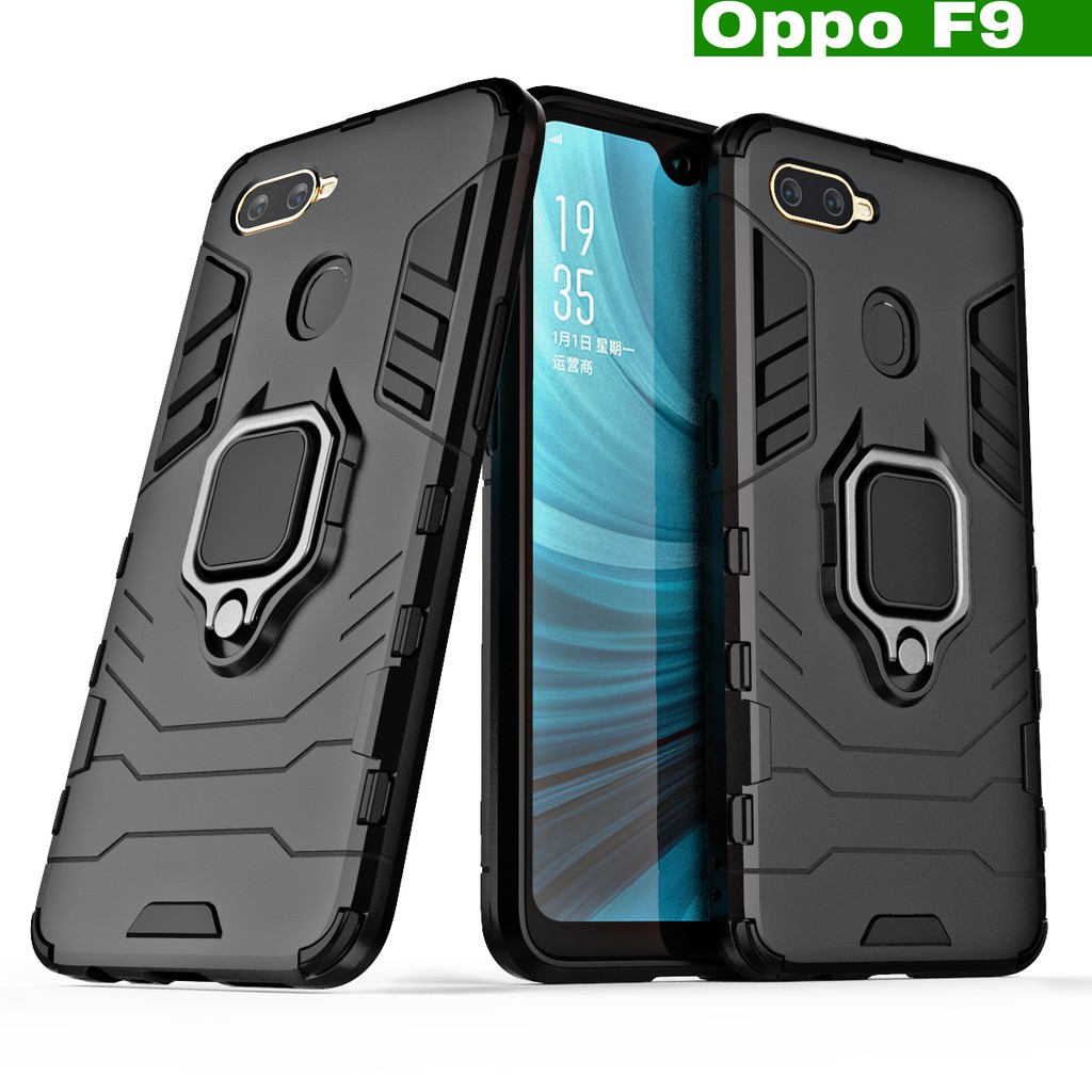 Ốp lưng Iron man Oppo F9 chống sốc cao cấp giá đỡ iring mặt lưng
