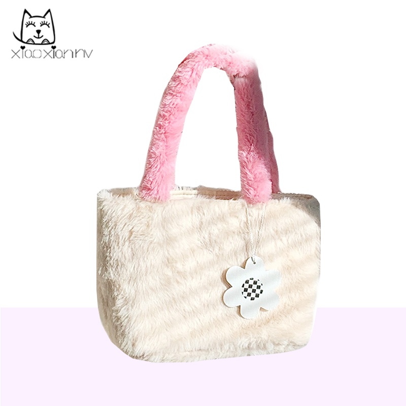 Túi Xách Tay Phủ Bông Màu Sắc Tương Phản Thời Trang Thu Đông Cho Nữ 2021