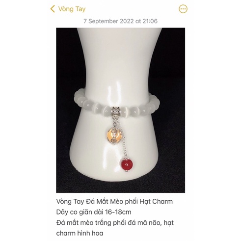 Lắc tay đá mắt mèo phối hạt charm