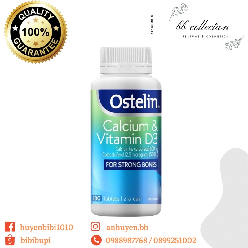 [ Hàng Chuẩn ÚC ] Ostelin Bầu Calcium &amp; Vitamin D3 - Viên uống ngăn ngừa loãng xương người lớn 130 viên