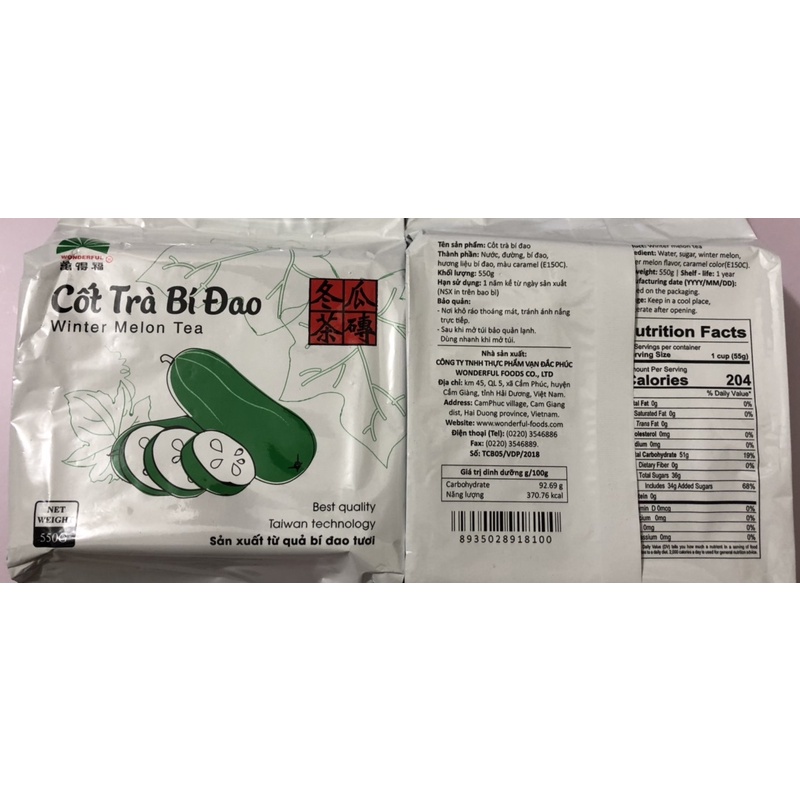 CỐT TRÀ BÍ ĐAO WONDERFUL GÓI 550 Gr