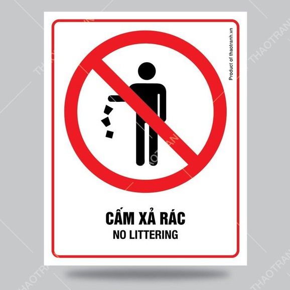 Biển Cấm Xả Rác - Decal Dán Tường, Dán kính - Tem Cảnh Báo - Decal Cảnh Báo - Sticker Trang Trí