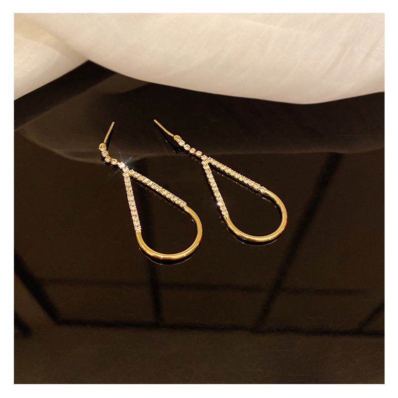 Bông tai đính đá phong cách preppy đơn giản ánh sáng sang trọng 19A1459