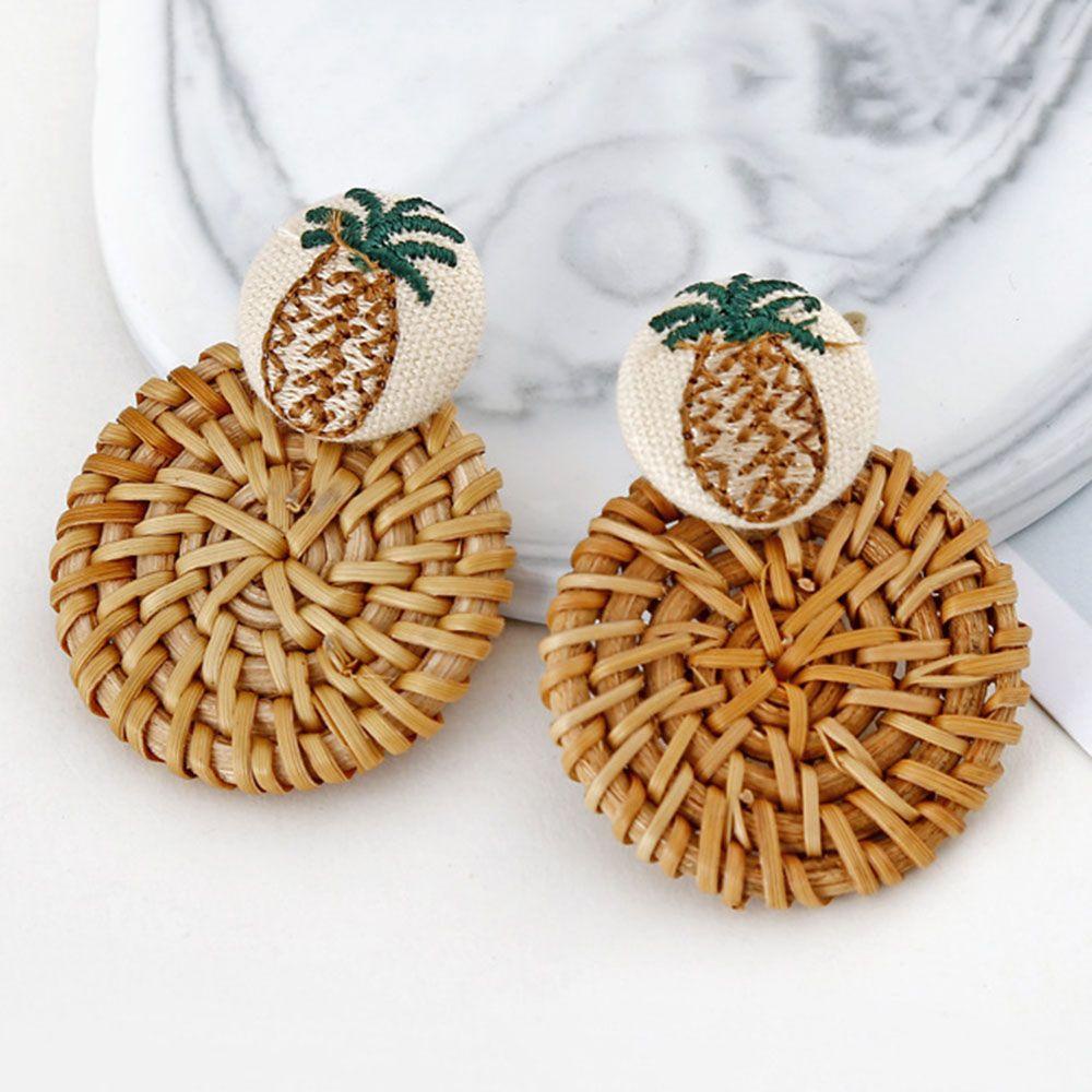 DIACHAVN Khuyên Tai Dây Bện Tre Thủ Công Nhiều Lớp Phong Cách Bohemian Cho Nữ
