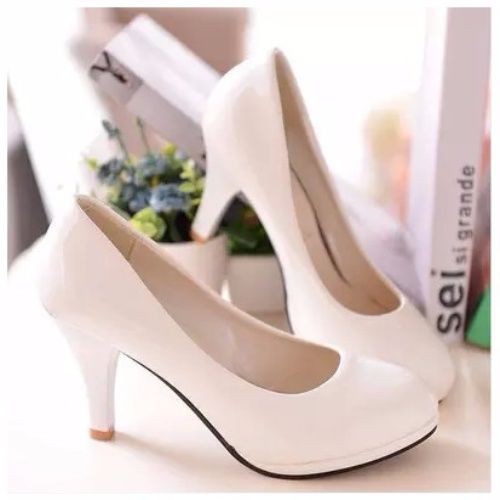 ✑Large size women s shoes 41-43 Autumn leather stiletto round-toe mid-heel single Black and white high-heeled 5-7-10CM