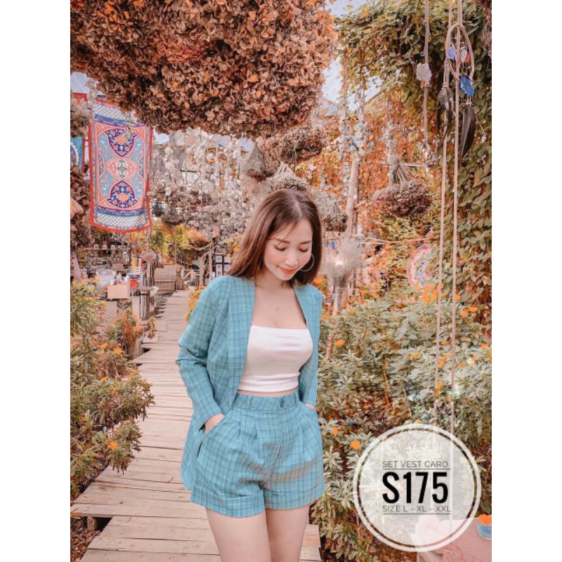 Set big size caro gồm quần, áo vest, áo dây có nhiều màu chọn lựa từ 60kg-90kg