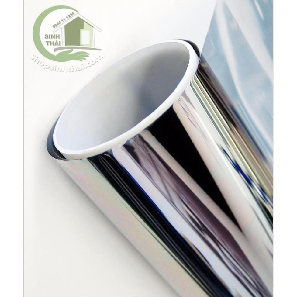 Giấy dán kính một chiều chống nhìn cho cửa màu bạc - Giấy decal dán kính phản quang - khổ 1m có sẵn keo