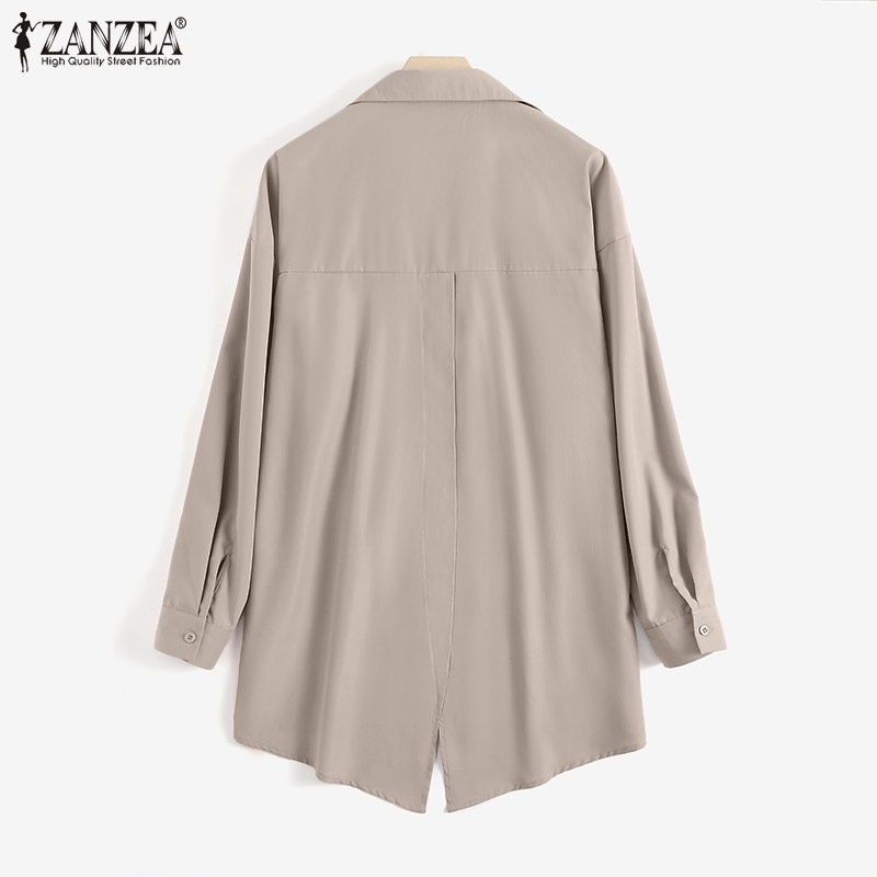 Áo kiểu ZANZEA tay dài cổ bẻ cài nút thời trang dành cho nữ