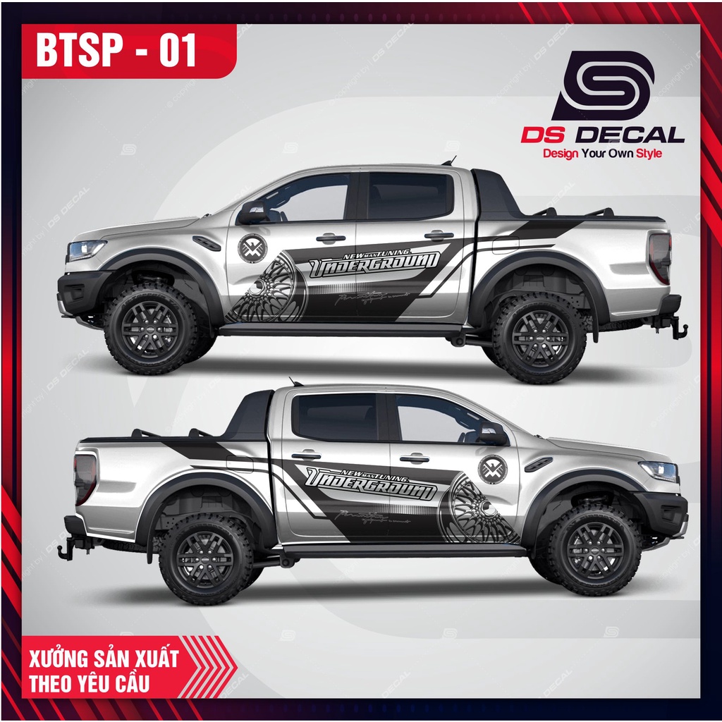 Tem xe ô tô ford ranger, decal dán xe bán tải chất liệu tốt, tem dán xe ô tô phong cách thể thao mới lạ