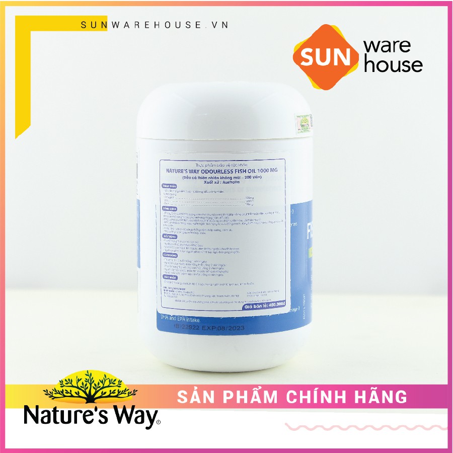 Viên Uống Dầu Cá Nature’s Way Odourless Fish Oil Tăng Cường Sức Khoẻ Tự Nhiên Không Mùi 1000mg