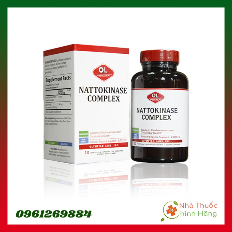Viên Uống Làm Tan Các Cục Máu Đông Và Hỗ Trợ Phòng Ngừa Đột Quỵ Tai Biến - Nattokinase Complex - Lọ 30 Viên