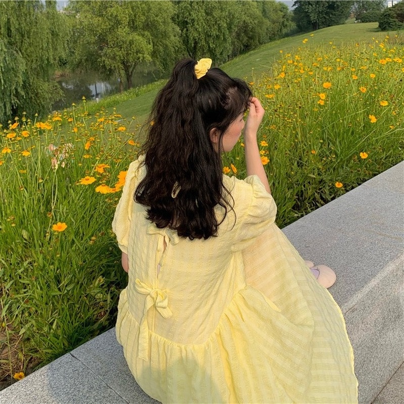 Đầm Tay Phồng Ngắn Dáng Ôm Thời Trang Mùa Xuân Xinh Xắn Cho Nữ