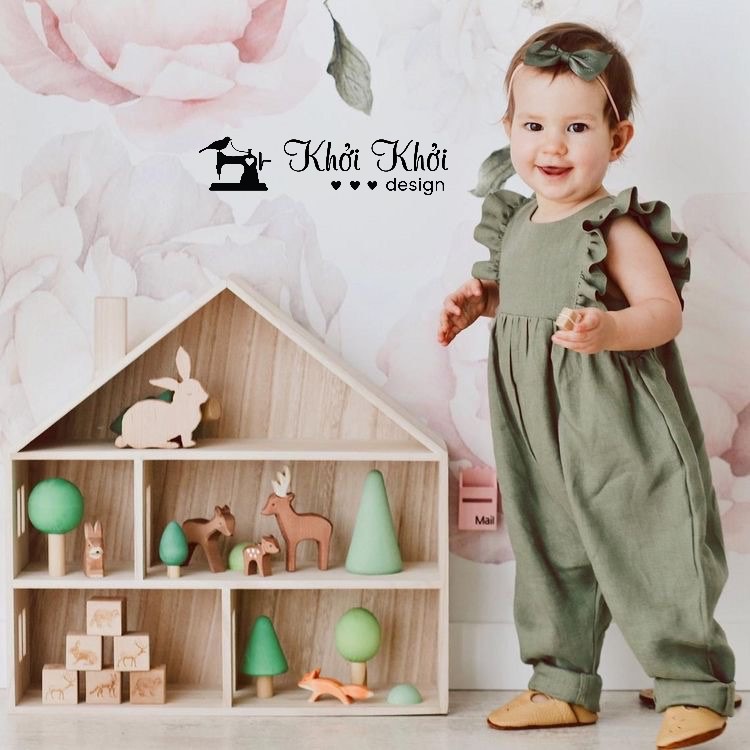 [HÀNG MAY THEO ĐƠN] iNS BABY GIRL Em bé sơ sinh phong cách châu Âu mùa hè vải linen mịn quần dài cổ tròn