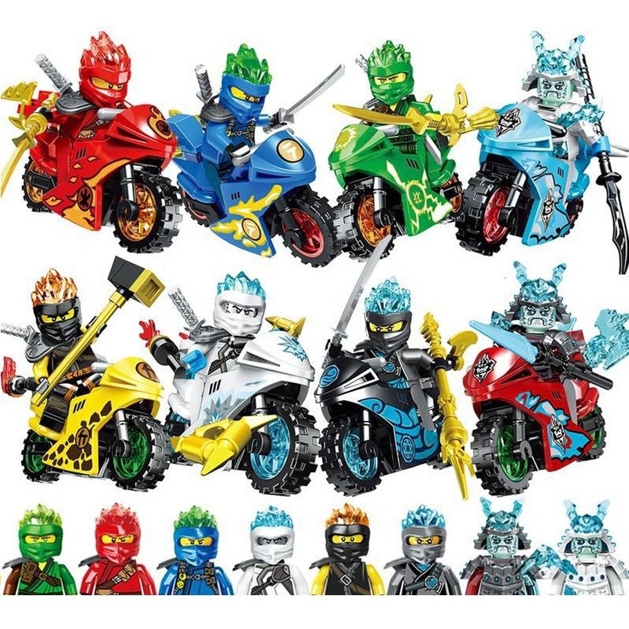 Mô Hình Đồ Chơi Xe Mô Tô Ninja Masters of Spinjitzu Jay Cole Kai Zane Lloyd Nya Mini