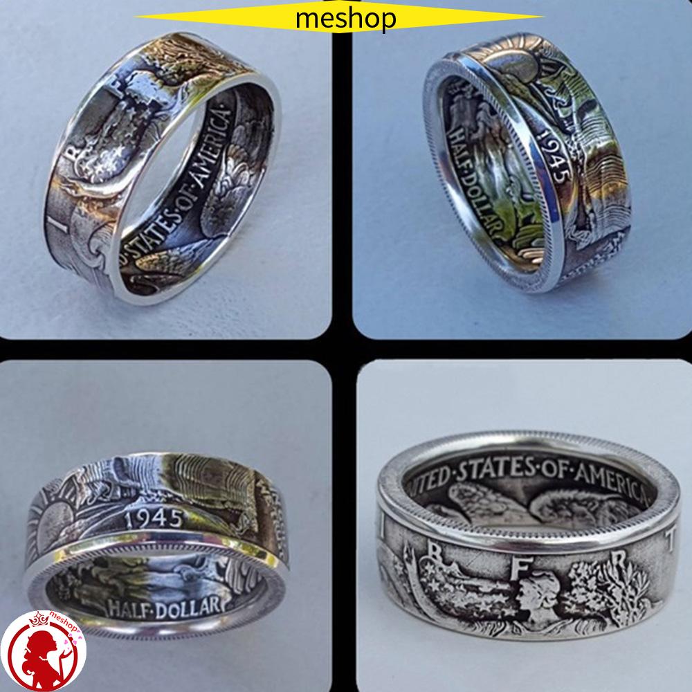 Nhẫn Khắc Chữ 1945 Size 7-13 925 Mới|Cổ Điển|Nhẫn Chạm Khắc Thủ Công Phong Cách Mỹ|Nhẫn