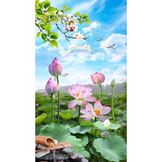 Tranh dán tường 3d Tranh Hoa Sen Khổ Dọc kt80x120